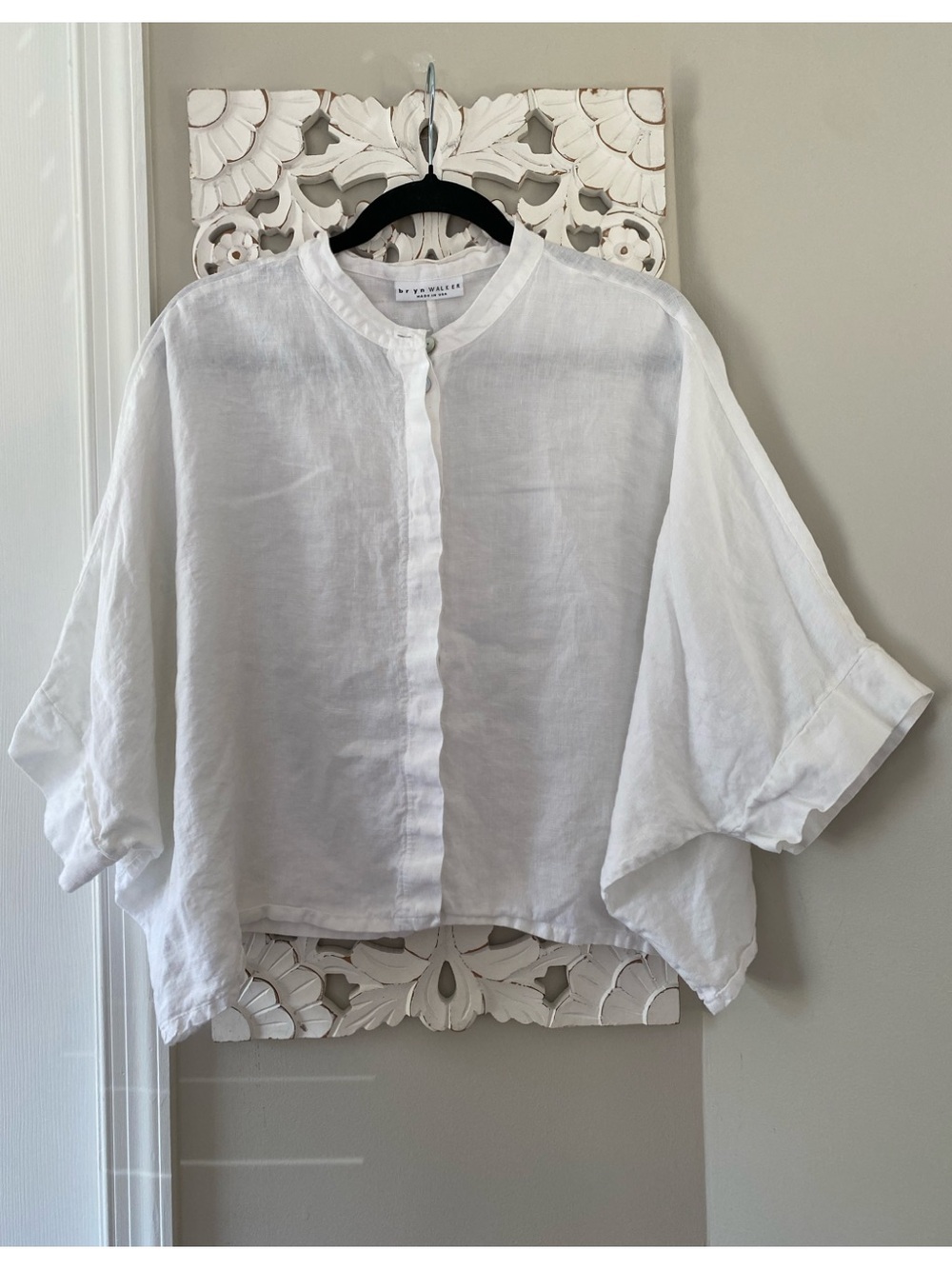 Bryn Walker Linen Boxy Oversized Button Down Blouse Top M Lagenlook Boho Beach